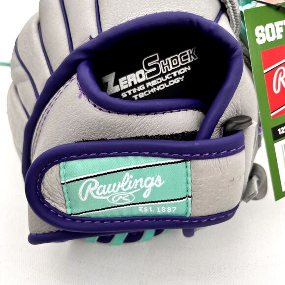 Rawlings Fastpitch Series Youth 12" Softball Glove Gray/Mint, Right WFP12GM-Reg - Picture 7 of 10
